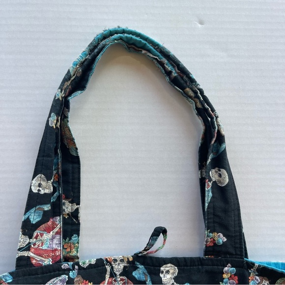 Black Tote Bag with Colorful Skeleton Design - Picture 3 of 10